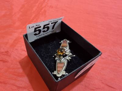 SILVER QUARTZ BROOCH