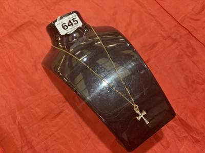 9CT CHAIN + CROSS PENDANT (3 GRAMS)