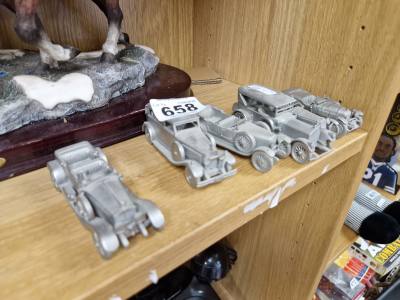 6 X DANBURY PEWTER CARS