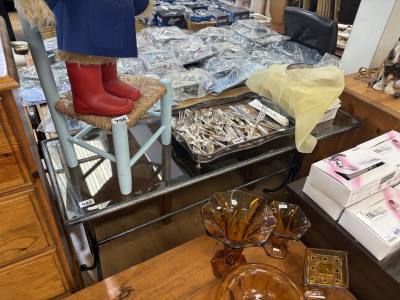 GLASS TOP HALL TABLE