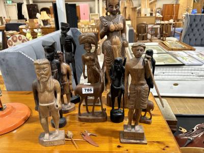 LOT OF WOODEN TRIBAL FIGURES