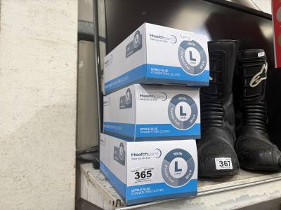 3 X BOXES OF (SIZE LARGE) BLUE GLOVES