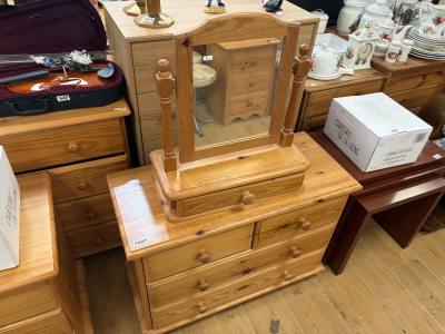 PINE DRAWER CHEST + MIRROR