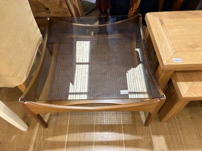 MID CENTURY GLASS TOP COFFEE TABLE