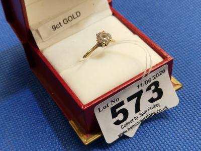 9CT GOLD CZ SOLITAIRE RING