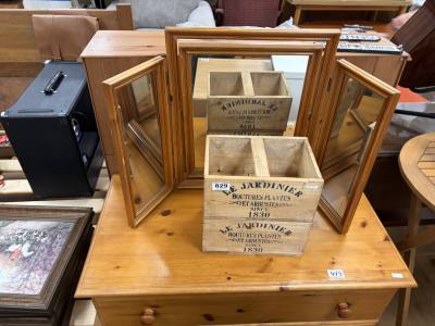 PINE MIRRORED DRAWER CHEST
