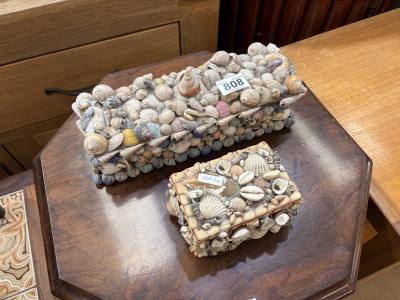 2 X FOLK ART SHELL BOXES