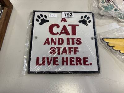 CAT LIVES HERE SIGN 