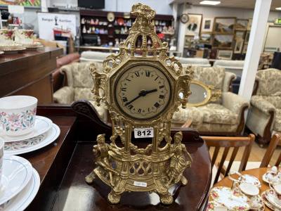 GILT SPELTER FIGURE CLOCK