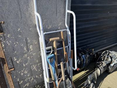 LADDER + GARDEN TOOLS