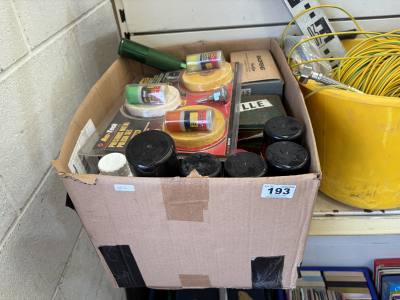 BOX OF CAR TOOLS + ACCESSORIES