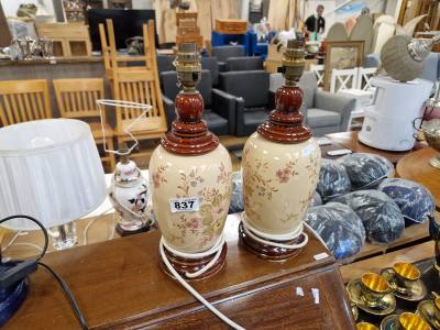 PAIR OF FLORAL TABLE LAMPS