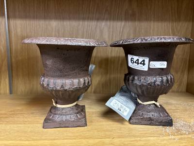 PAIR OF CAST URNS
