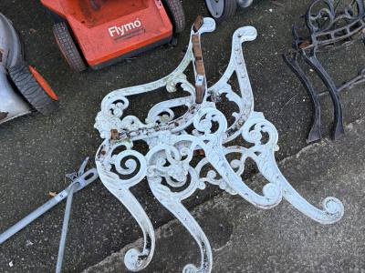 PAIR OF CAST BENCH ENDS