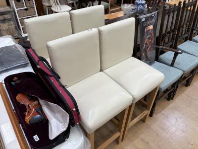 4 X LEATHER HIGH CHAIRS