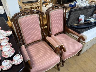 PAIR OF EDWARDIAN FIRESIDE CHAIRS