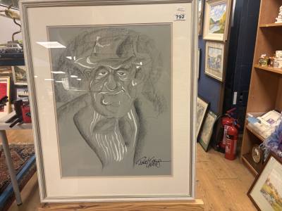 ROWEL FRIERS CHARCOAL CHARACTER PICTURE 