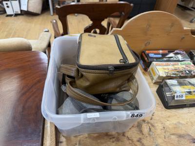 BOX OF CAMERAS + LENSES