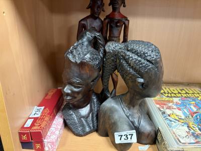 4 X AFRICAN CARVED FIGURES