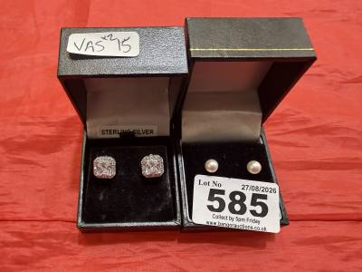 2 X PAIRS OF SILVER EARRINGS
