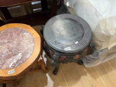 EBONISED CARVED LAMP TABLE