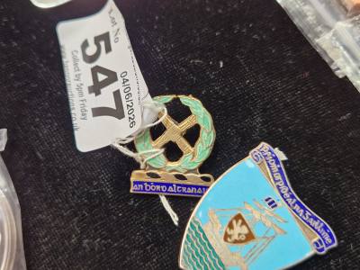 2 X IRISH SILVER BADGES
