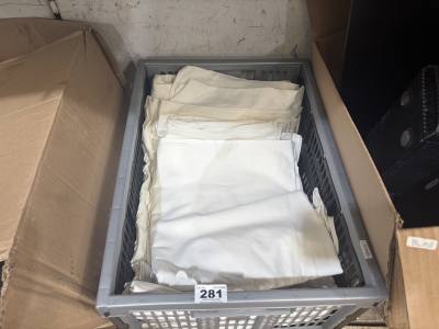 BOX OF ANTIQUE LINENS