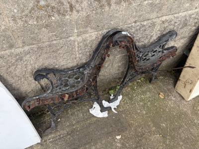 PAIR OF CAST SEAT ENDS