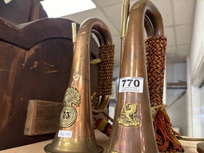 2 BRASS MILITARY BUGLES