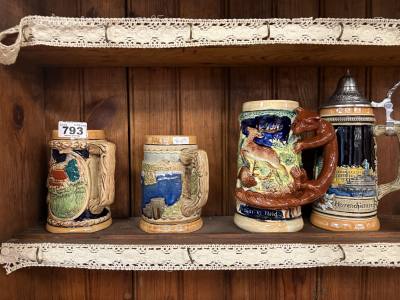 4 GERMAN BEER STEINS 