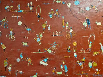 STEPHEN FORBES "PLAYTIME" OIL ON CANVAS