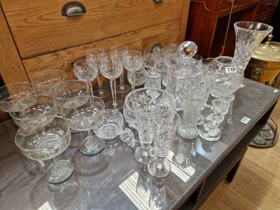 TABLE LOT OF CRYSTAL