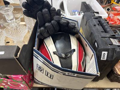 MOTORBIKE HELMET + GLOVES