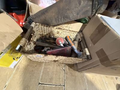BOX OF TOOLS + SAWS