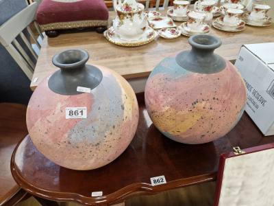 PAIR OF ABSTRACT VASES