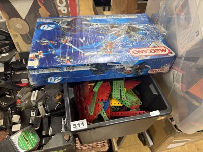 BOX OF MECCANO PARTS + NEW MECCANO SET 
