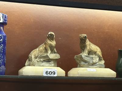 2 X MARBLE BASE BOOKENDS