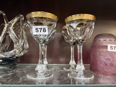 4 X 24CT MOSER CRYSTAL LADY HAMILTON GLASSES