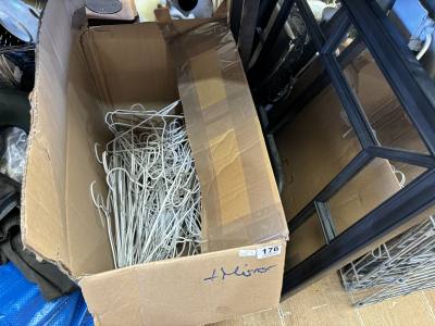 BOX OF HANGERS + MIRROR