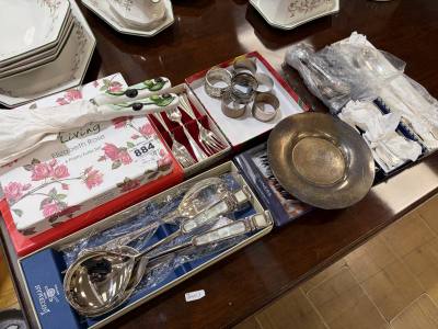 LOT OF SILVER PLATE CUTLERY ETC