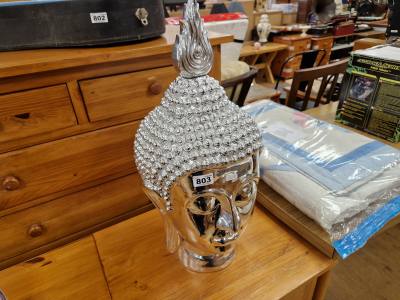 SILVER-PLATE BUDDHA HEAD