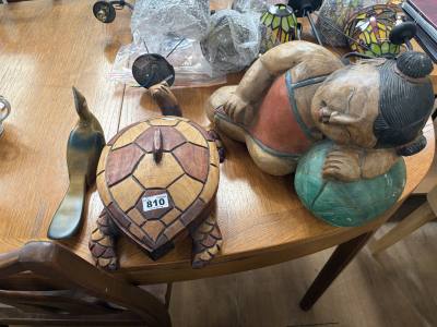 3 X WOOD CARVED STATUES