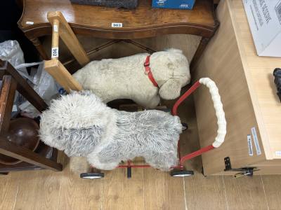 2 X ANTIQUE PUSH DOG TOYS