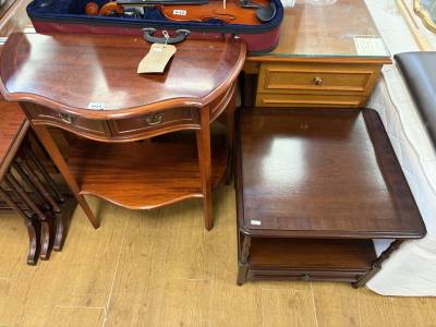 MAHOGANY SIDE TABLE + HALL TABLE