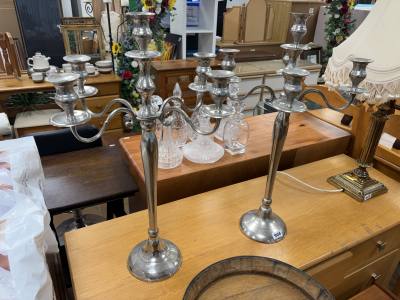 PAIR OF SILVER PLATE CANDLESTICKS