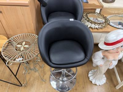 PAIR OF LEATHER STOOLS