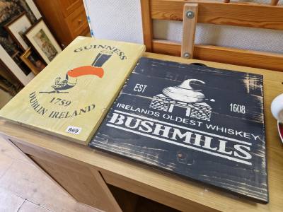 2 X WOODEN BAR SIGNS