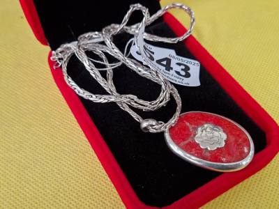 SILVER CHAIN + CORAL PENDANT