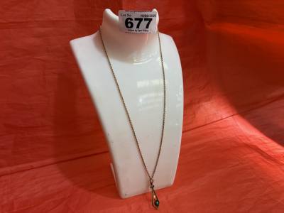 9CT CHAIN + EMERALD PENDANT (5.5 GRAMS)