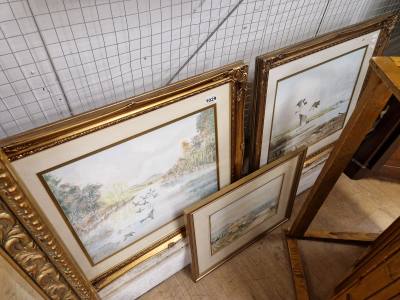 3 X SIGNED WATERCOLOURS UNDER GLASS